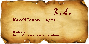 Karácson Lajos névjegykártya